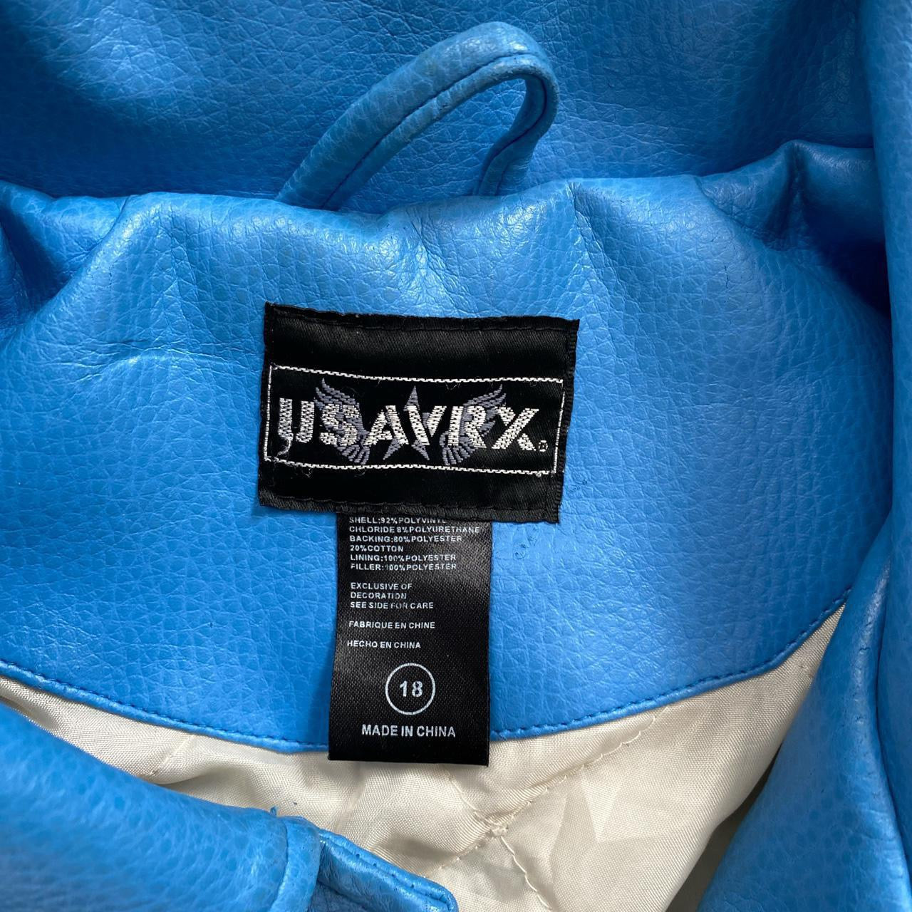 Avirex US AVRX Vintage Light Blue Leather Jacket (Medium)