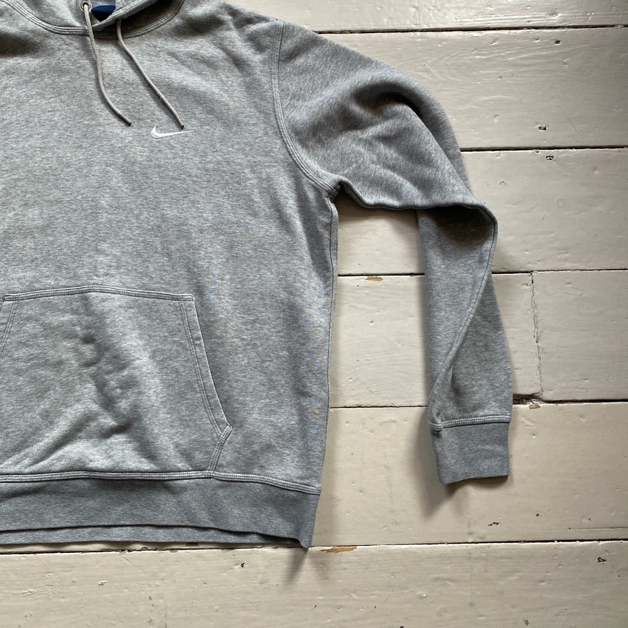 Nike White Swoosh Grey Hoodie (Large)