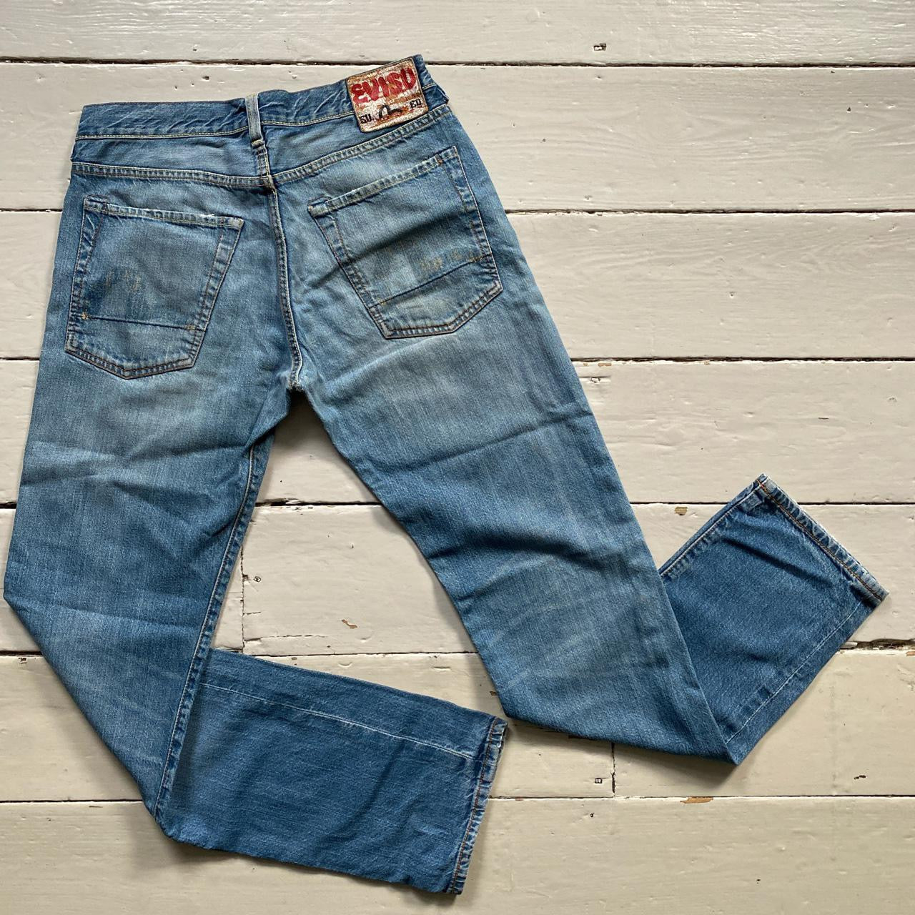 Evisu Light Blue White Swoosh Jeans (30/34)