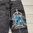 Time Is Money Vintage Embroidered Jeans (34/36)