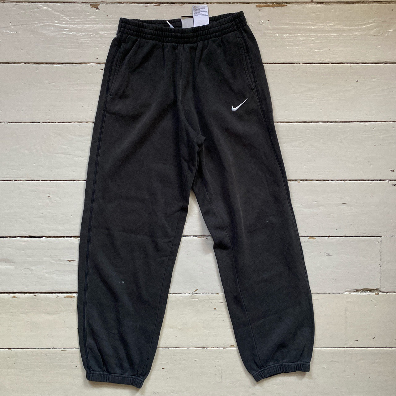 Nike White Swoosh Black Joggers (Small)