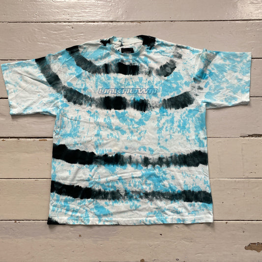 Unknown London Tie Dye Blue and White T Shirt (Medium)