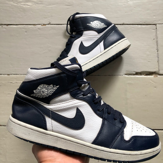 Nike Jordan 1 Mid Obsidian Navy and White (UK 10)