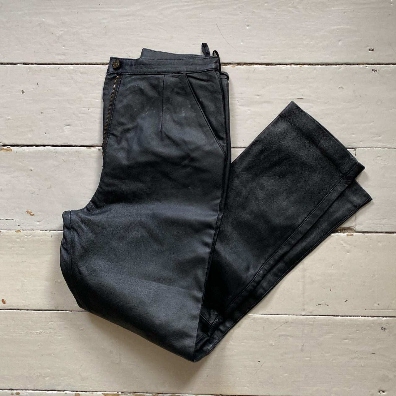 Black Leather Trousers Womens (Size 10)