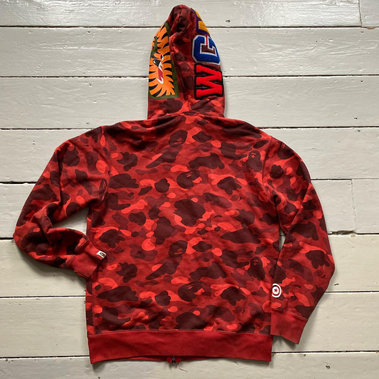 Bape Camouflage Ape Red Shark Hoodie (Large)