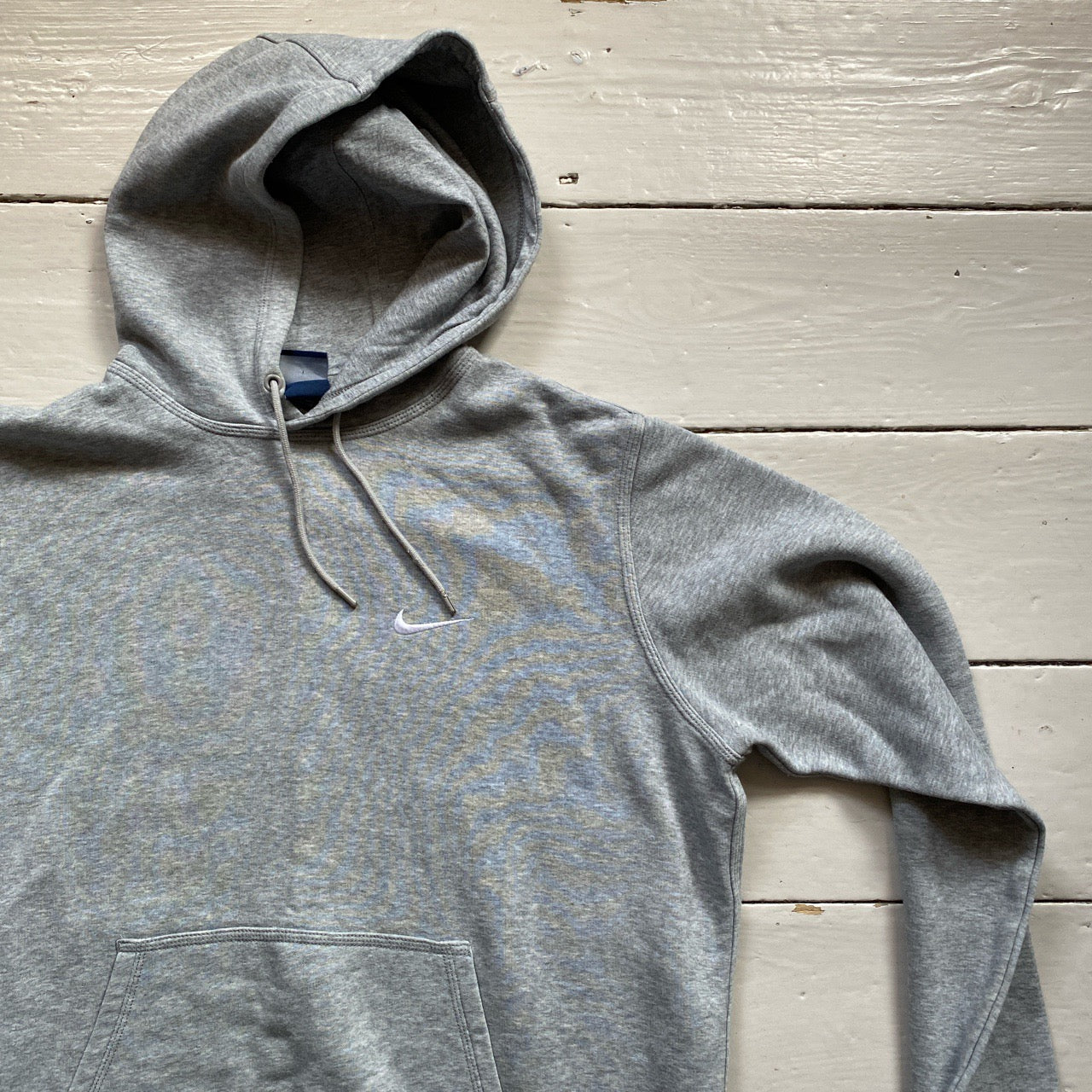 Nike White Swoosh Grey Hoodie (Large)