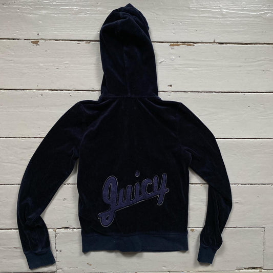 Juicy Couture Velour Navy Hoodie (Medium)