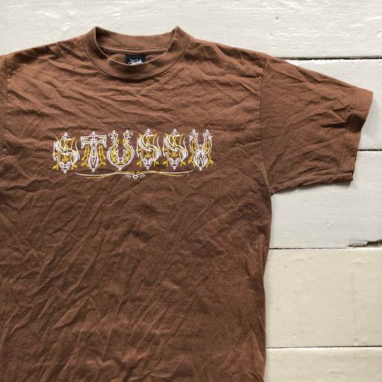 Stussy Vintage Brown T-Shirt (Medium)