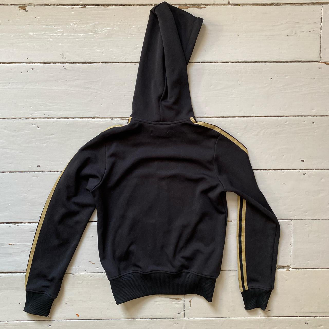 Adidas Black and Gold Hoodie (Size 8)