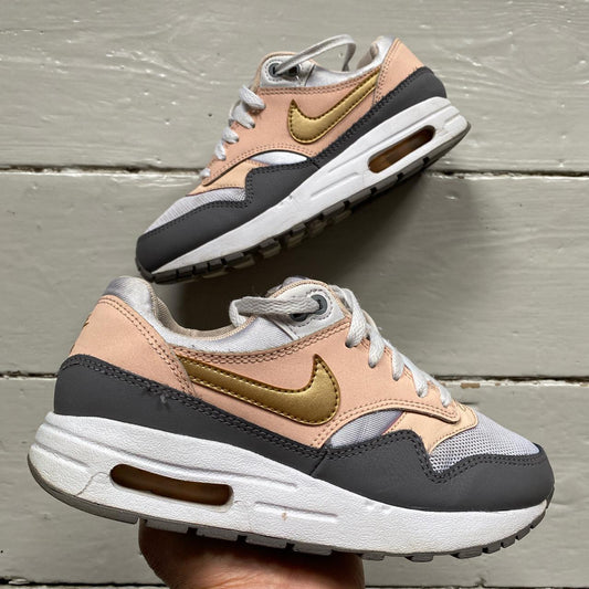 Nike Air Max 1 White Gold Pink (UK 4)