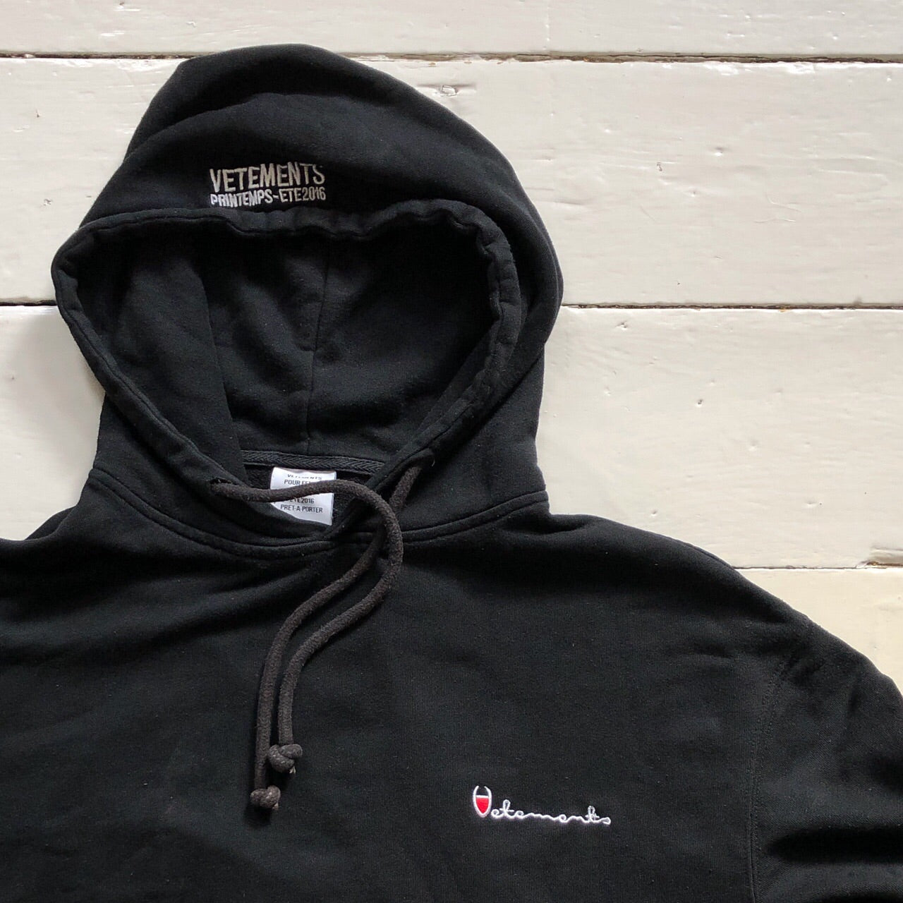 Vetements X Champion Black Hoodie (Large)