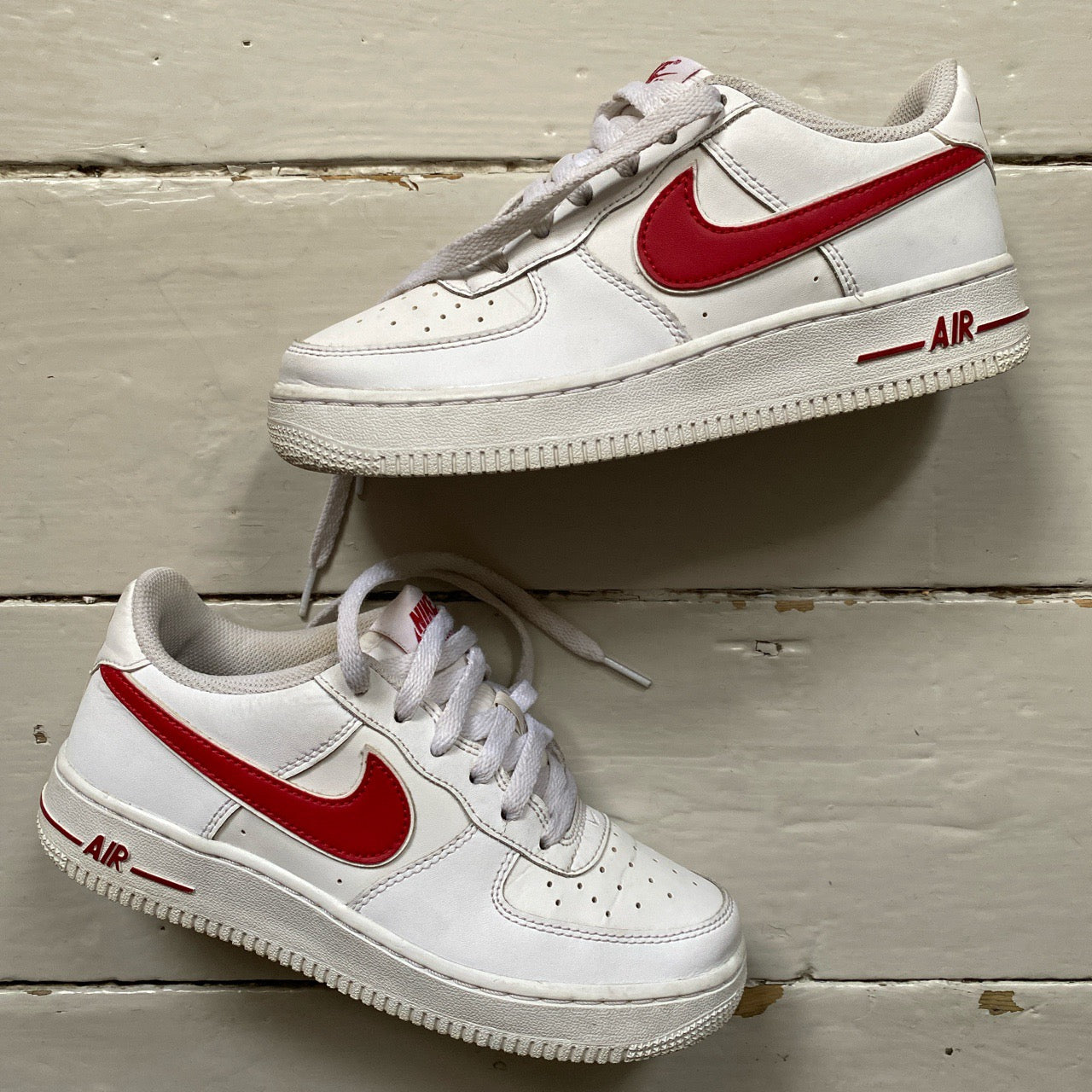 Nike Air Force 1 White and Red (UK 4)