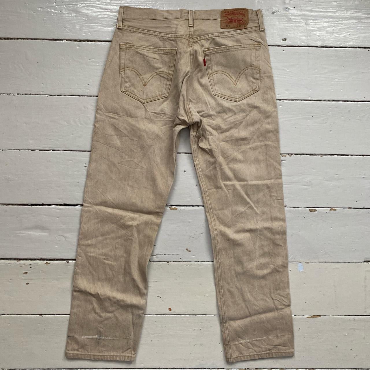 Levis 501 Khaki Beige Jeans (33/30)