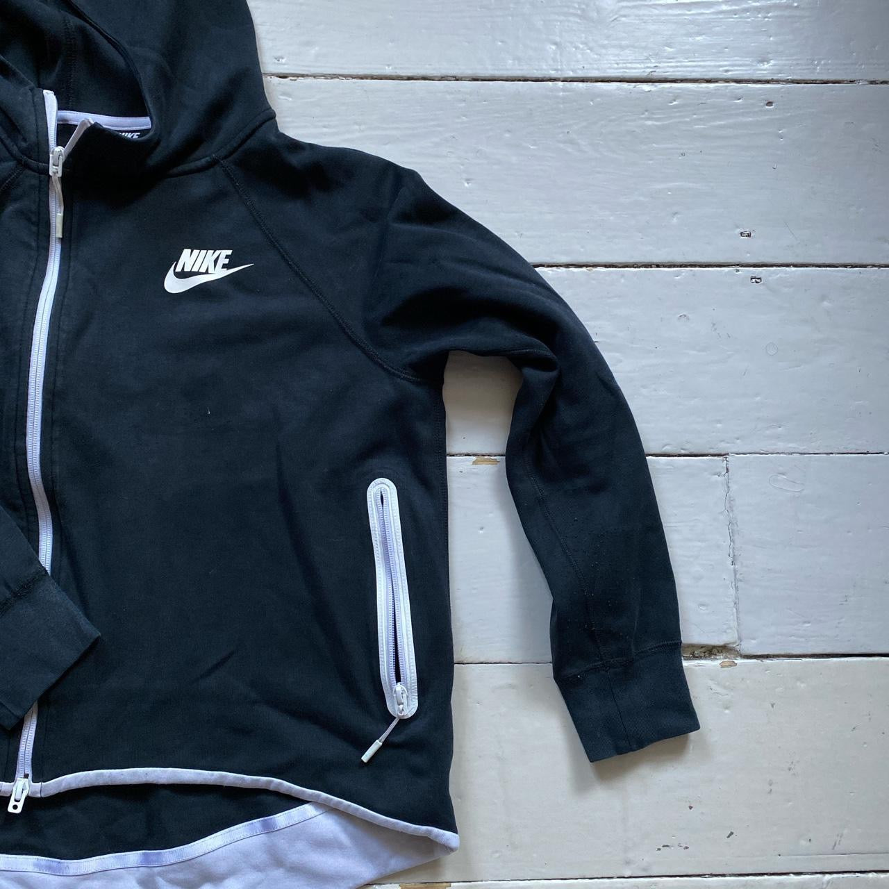 Nike Swoosh Black and White Hoodie (Small)