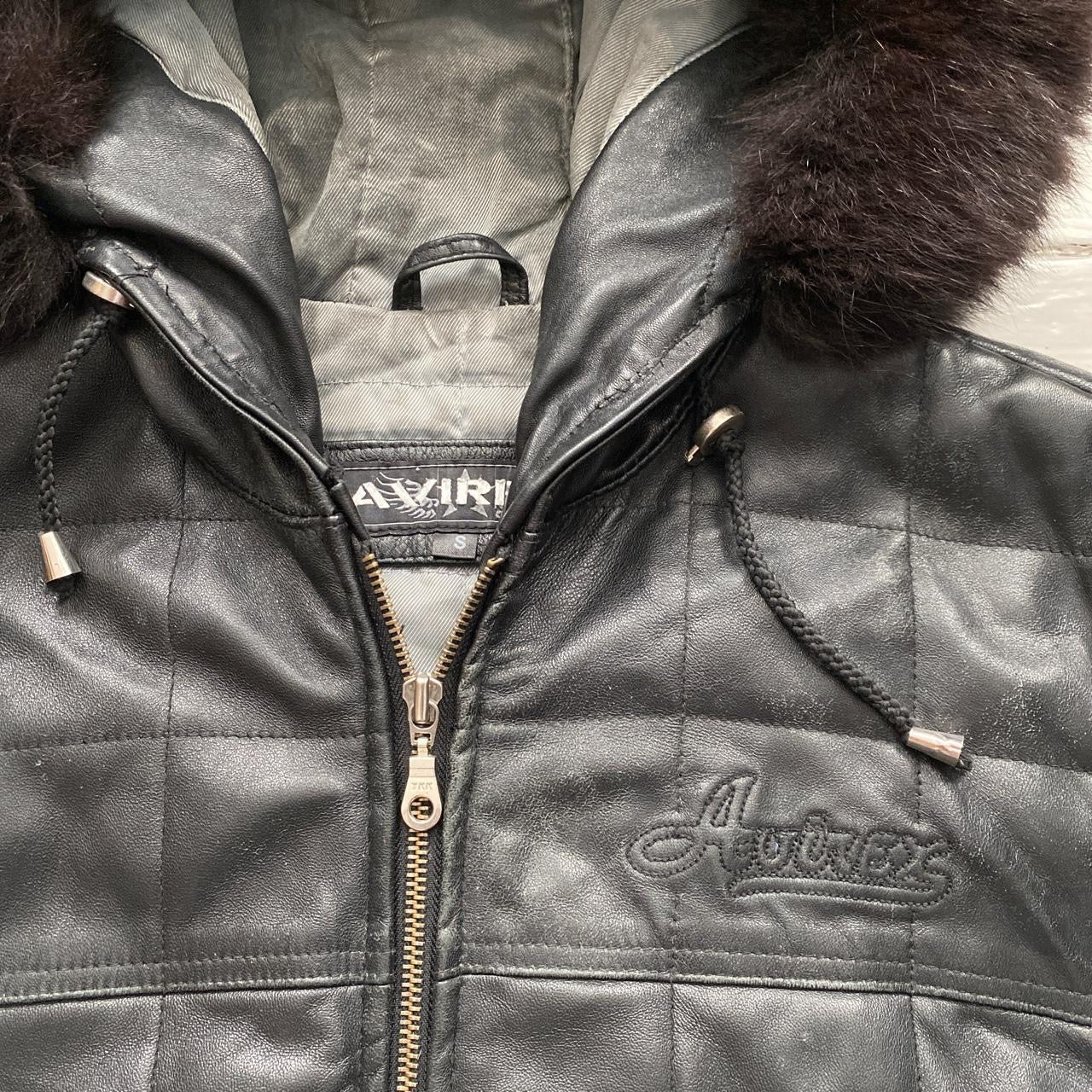 Avirex Fur Hood Leather Jacket (Small)