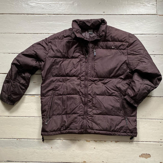 Nike Swoosh Brown Puffer Coat (Large)