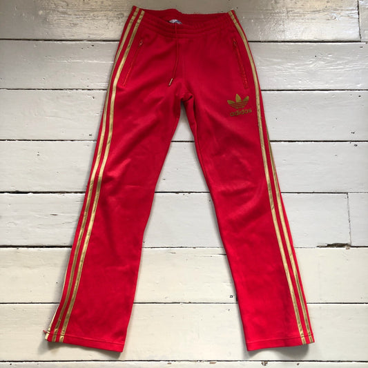 Adidas Red and Gold Bottoms (Size 10)