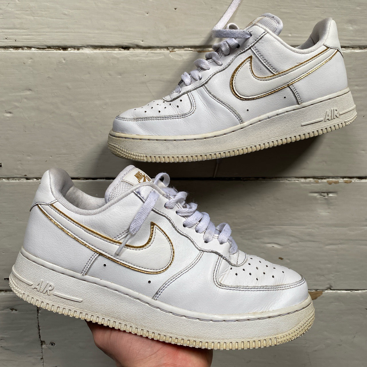 Nike Air Force 1 White and Gold (UK 6.5)