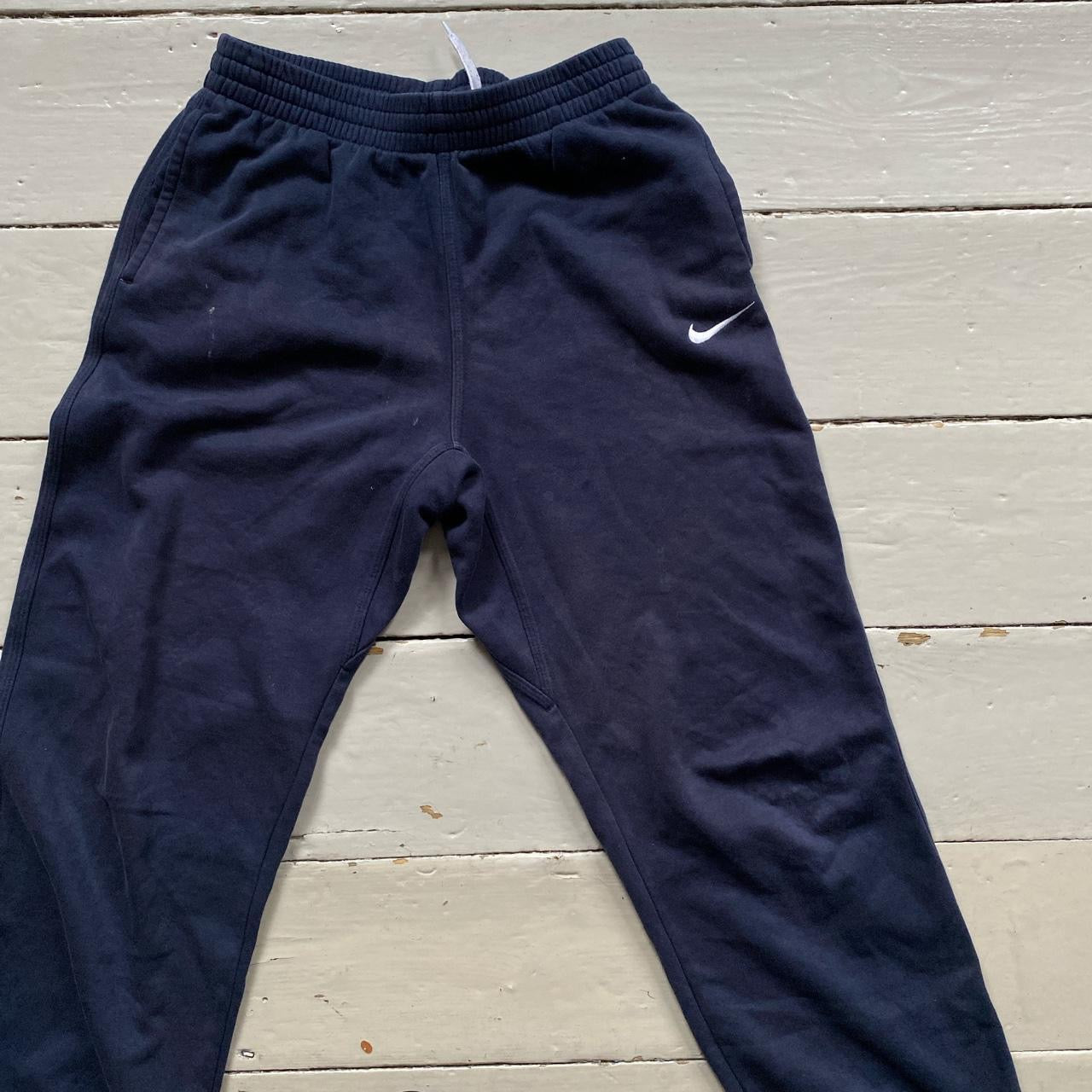 Nike Navy and White Joggers (Womens Small)