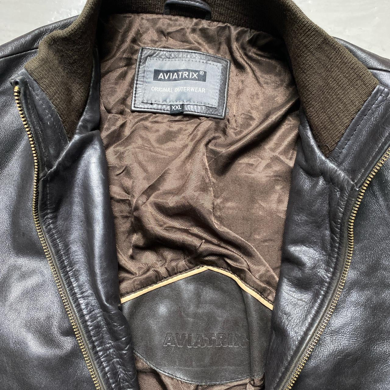 Aviatrix Brown Leather Jacket (XXL)