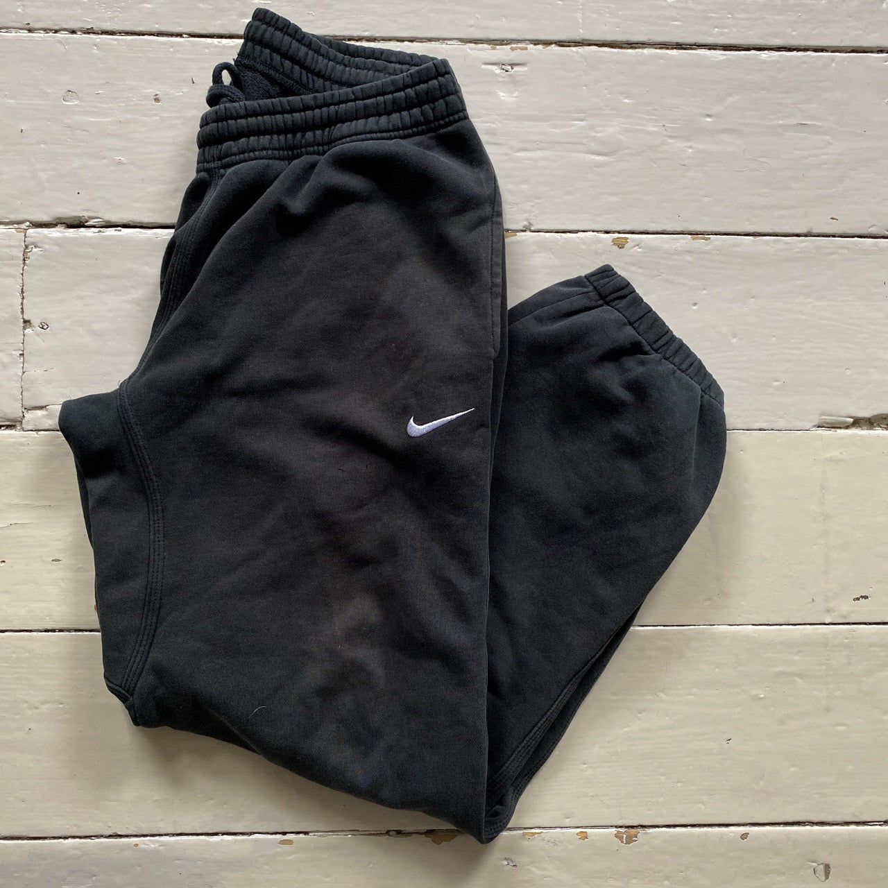 Nike Swoosh Black Cuffed Joggers (Medium)