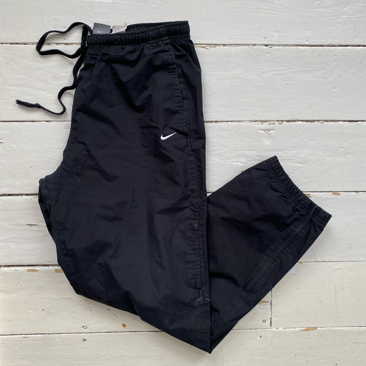 Nike White Swoosh Black Shell Bottoms (XL)