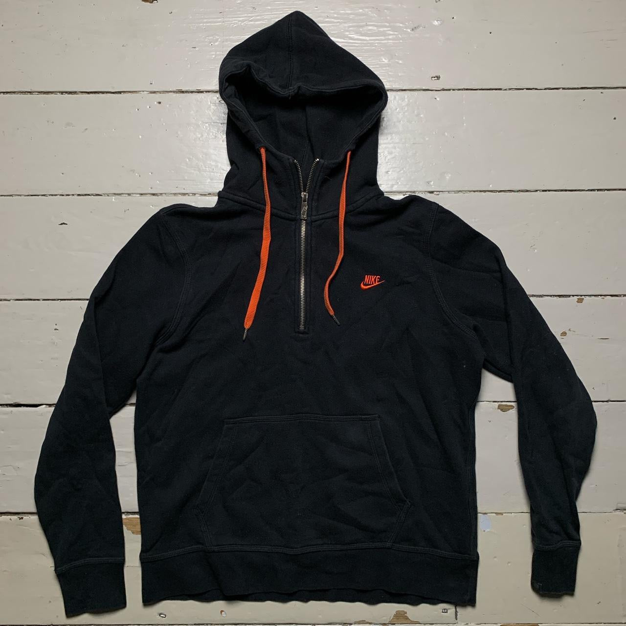 Nike Vintage Hoodie Black and Orange (Small)