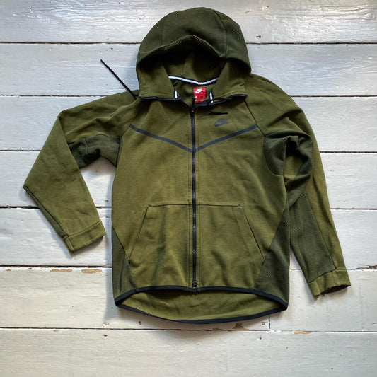 Nike Tech Fleece Khaki Hoodie (Small)