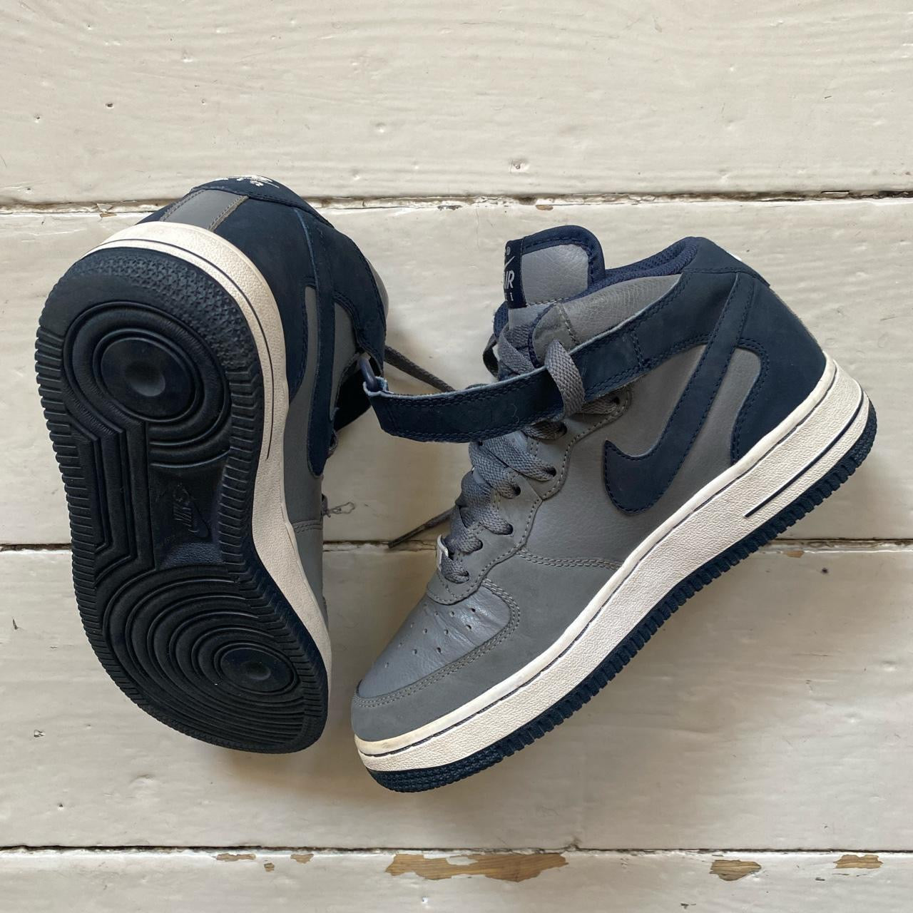 Nike Air Force 1 Mid Navy and Grey (UK 4.5)