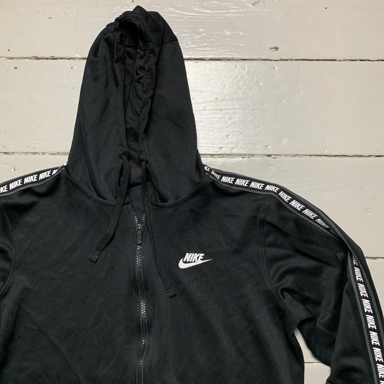 Nike Swoosh Black and White Hoodie (Small)