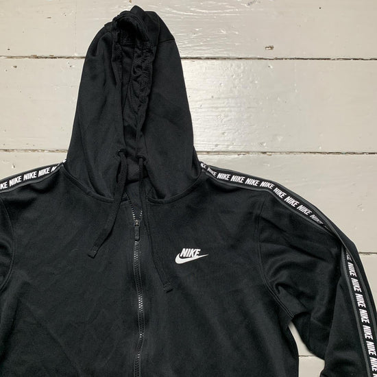 Nike Swoosh Black and White Hoodie (Small)