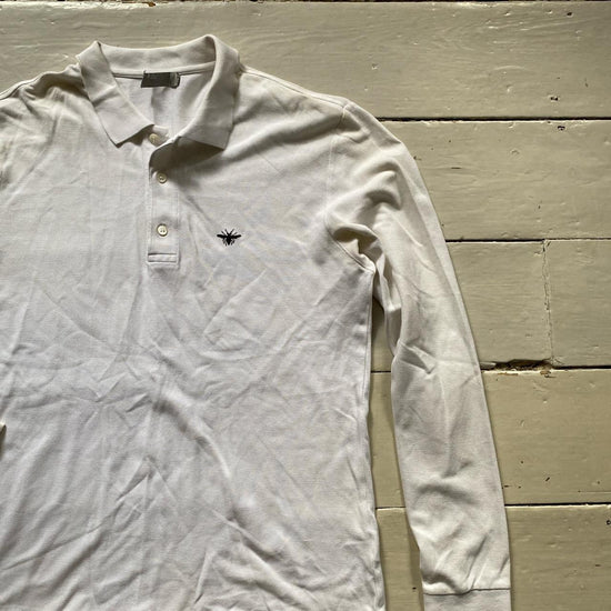 Dior White Long Sleeve Polo (Large)