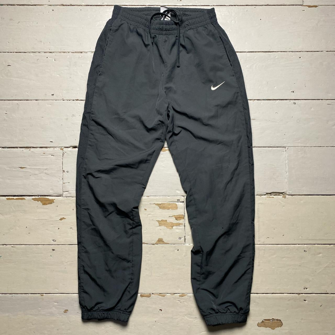Nike Swoosh Grey Baggy Shell Bottoms (Medium)