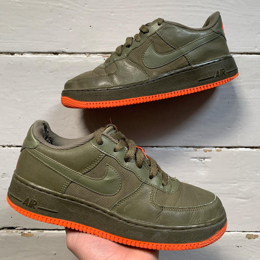 Nike Air Force 1 Khaki and Orange (UK 5.5)