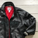 Avirex Faux Leather Black Bomber Jacket (Medium)