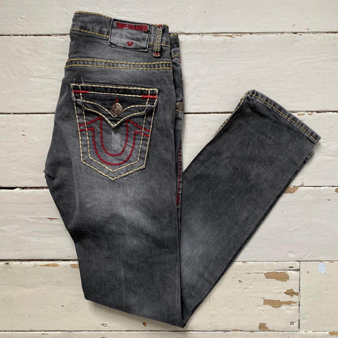 True Religion Big Stitch Grey Gold and Red Jeans (32/33)