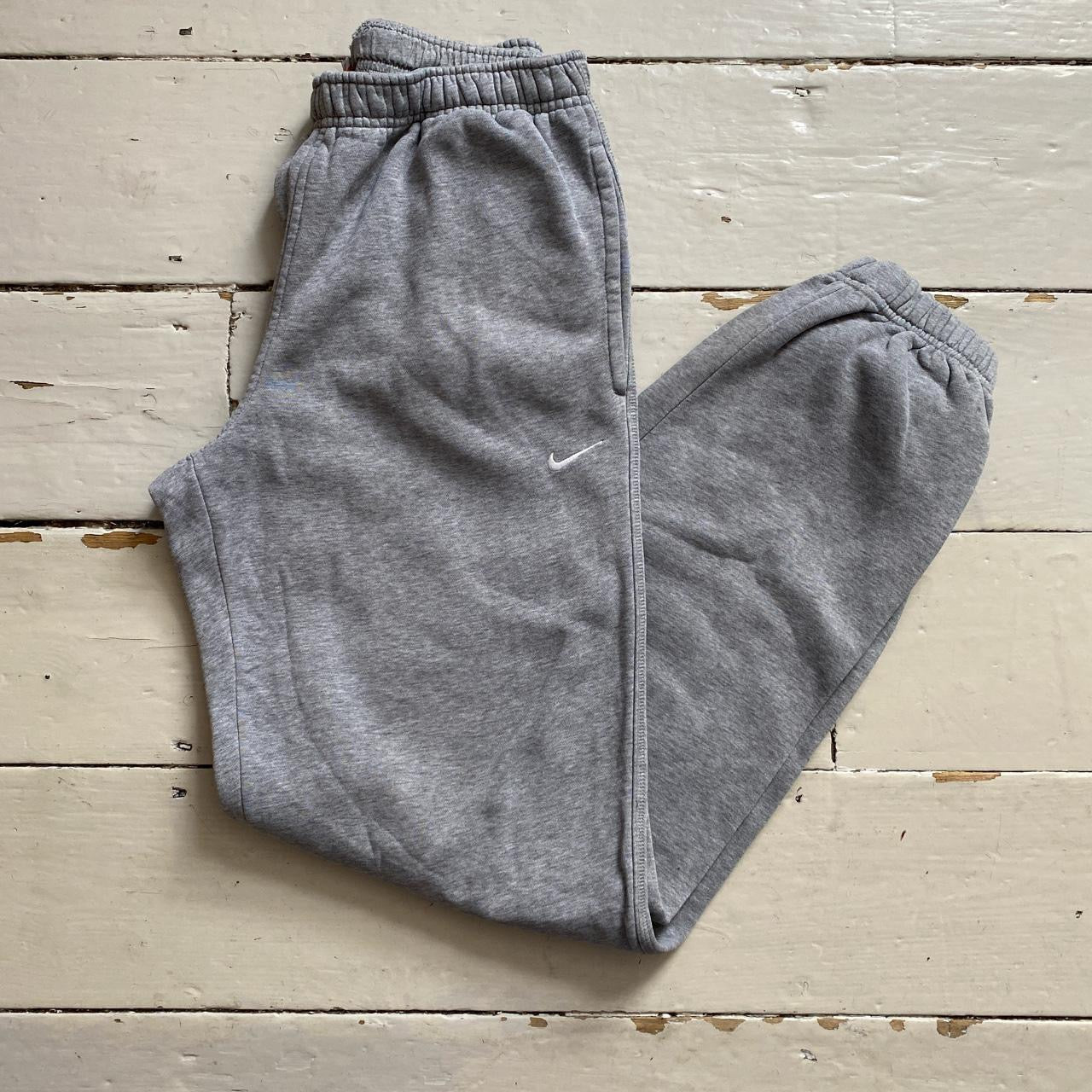 Nike White Swoosh Grey Joggers (Small)