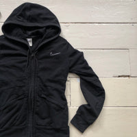 Nike Black Hoodie White Swoosh (Small Womens)