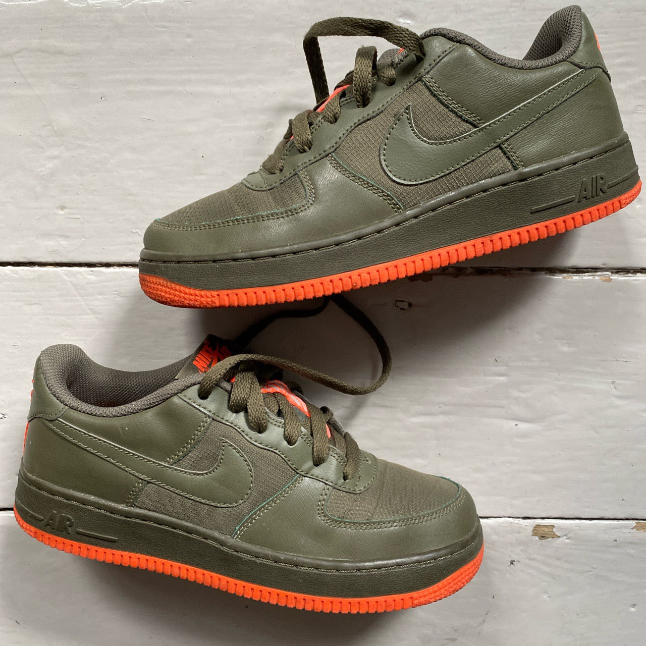 Nike Air Force 1 Khaki and Orange (UK 5)