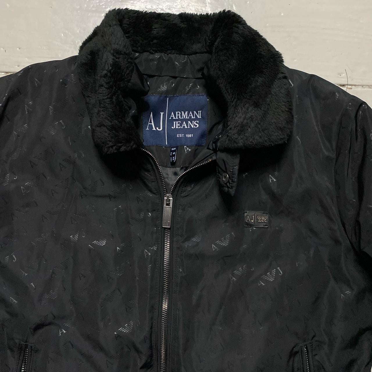 Armani Jeans Vintage Repeat Bomber Jacket (Small)
