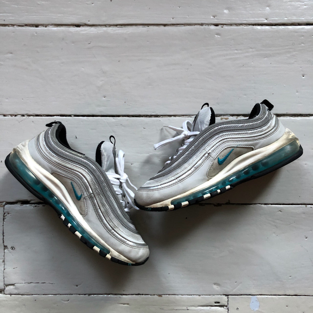 Nike Air Max 97 Silver and Blue (UK 6.5)