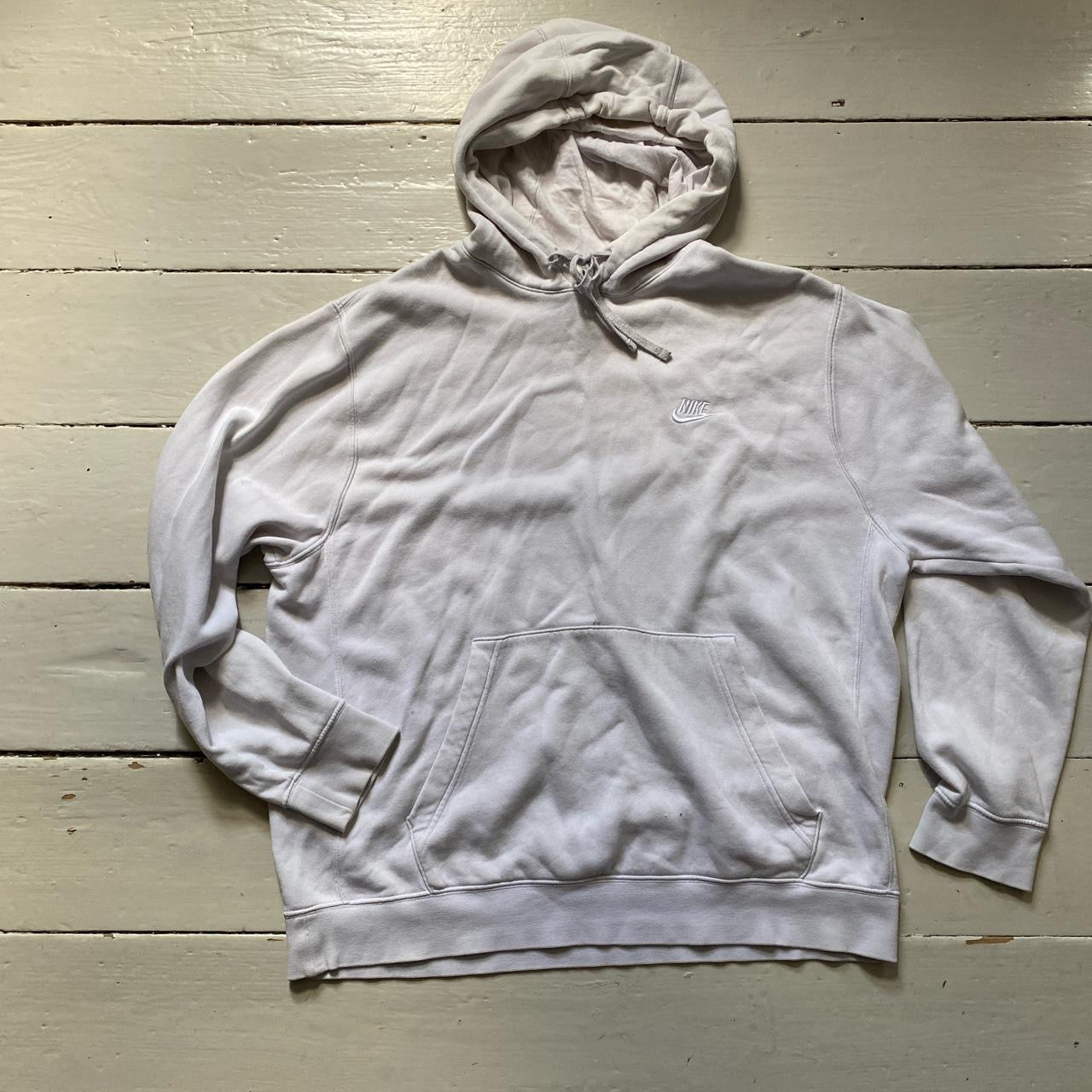 Nike Swoosh White Hoodie (Large)