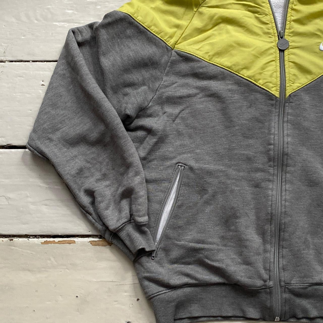 Nike Swoosh Yellow Grey Hoodie (Medium)