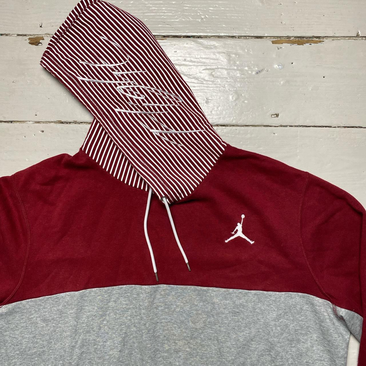 Jordan Flight Hoodie Burgundy and Grey (XXL)