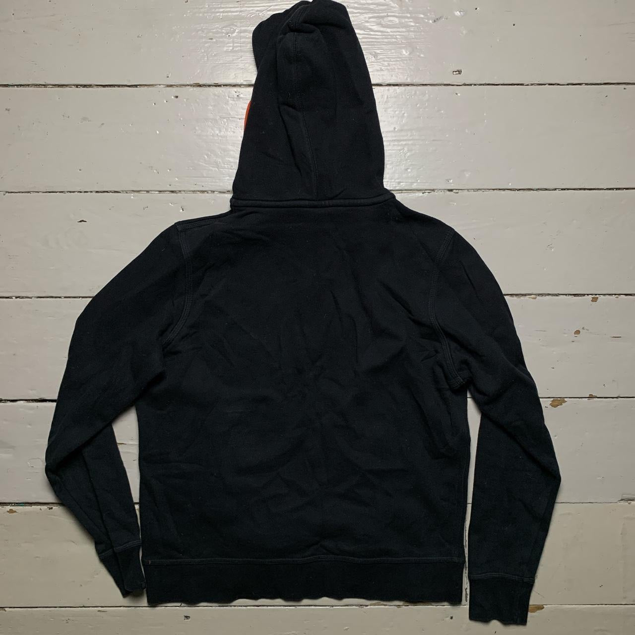 Nike Vintage Hoodie Black and Orange (Small)