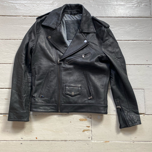 Aviatrix Leather Biker Jacket (Medium)