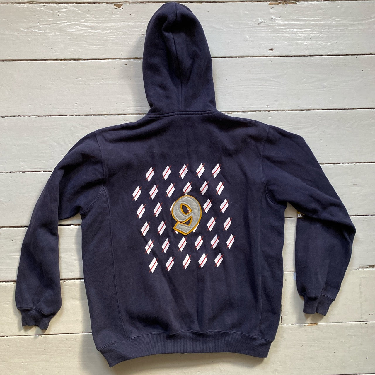 Akademiks A9 Vintage Navy and White Hoodie (XL)