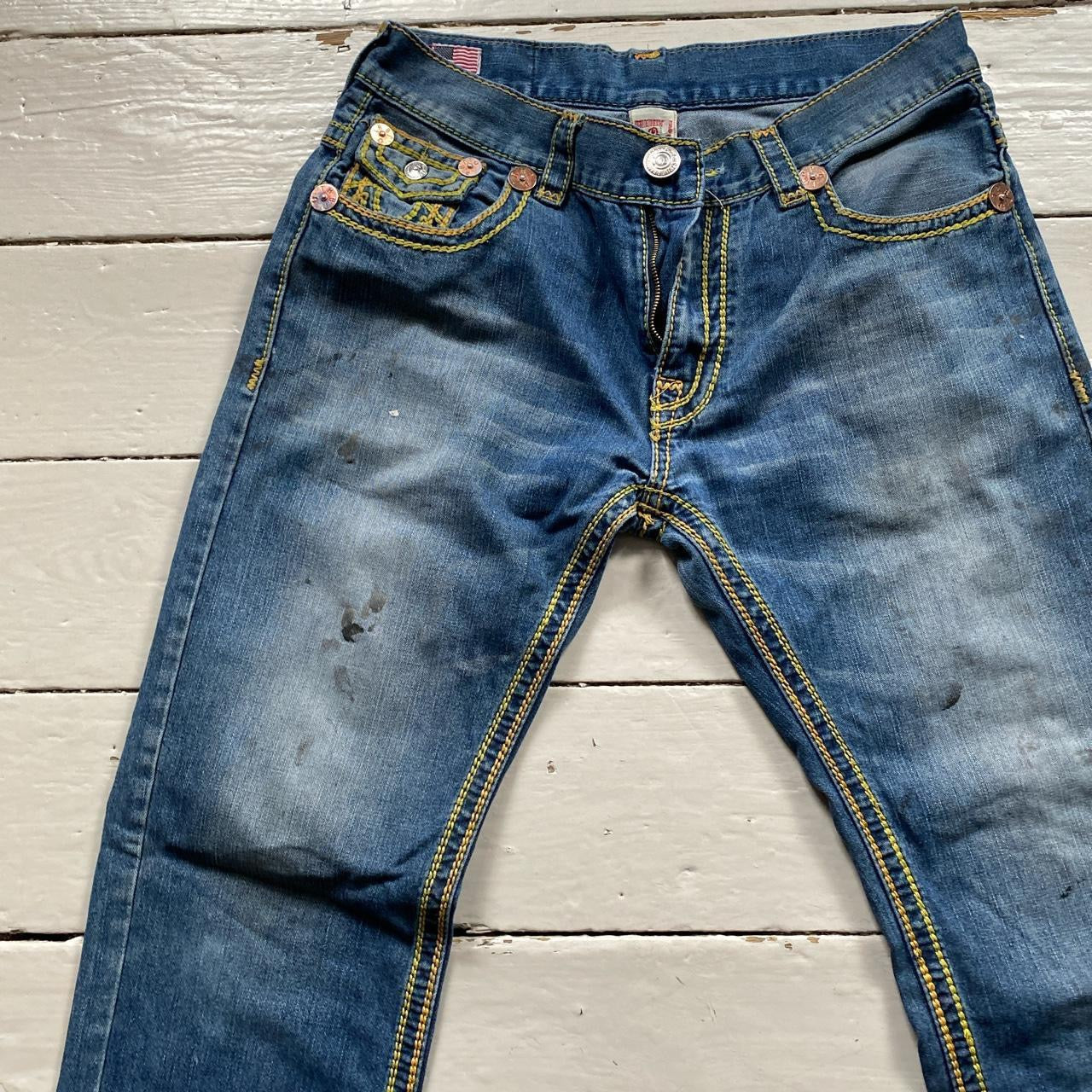 True Religion Yellow Stitch Joey Super T Jeans (36/32)