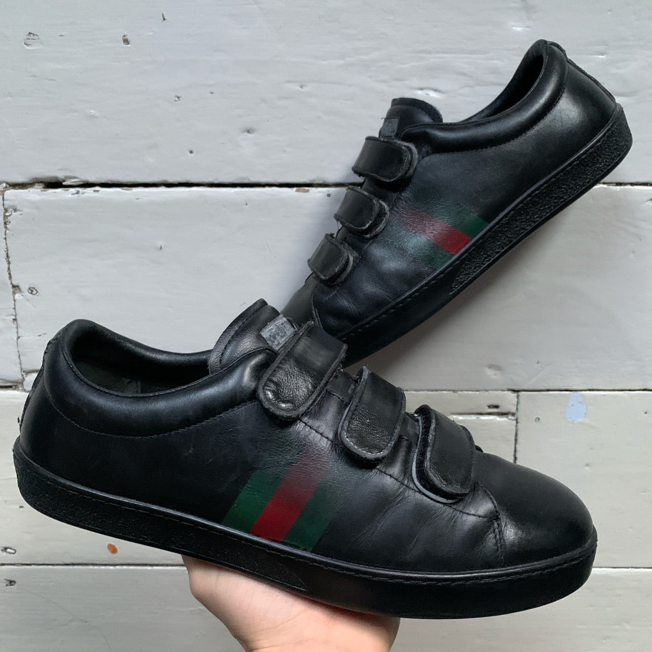 Gucci Velcro Strap Leather Trainers (UK 9)