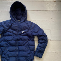 Nike Swoosh Navy Puffer Jacket (Womens Small)
